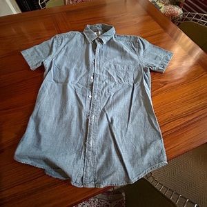 J. Crew Boy's Cotton Chambray Short-sleeved Button-down Collar Shirt